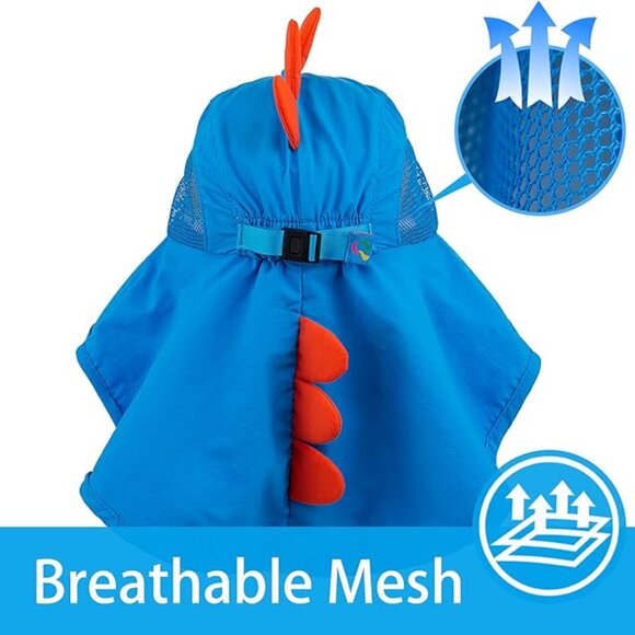 Kids Sun Hat UPF 50+ Boy Girl Protection Hat Wide Brim Beach Hats Mesh Adjustabl - Picture 3 of 11